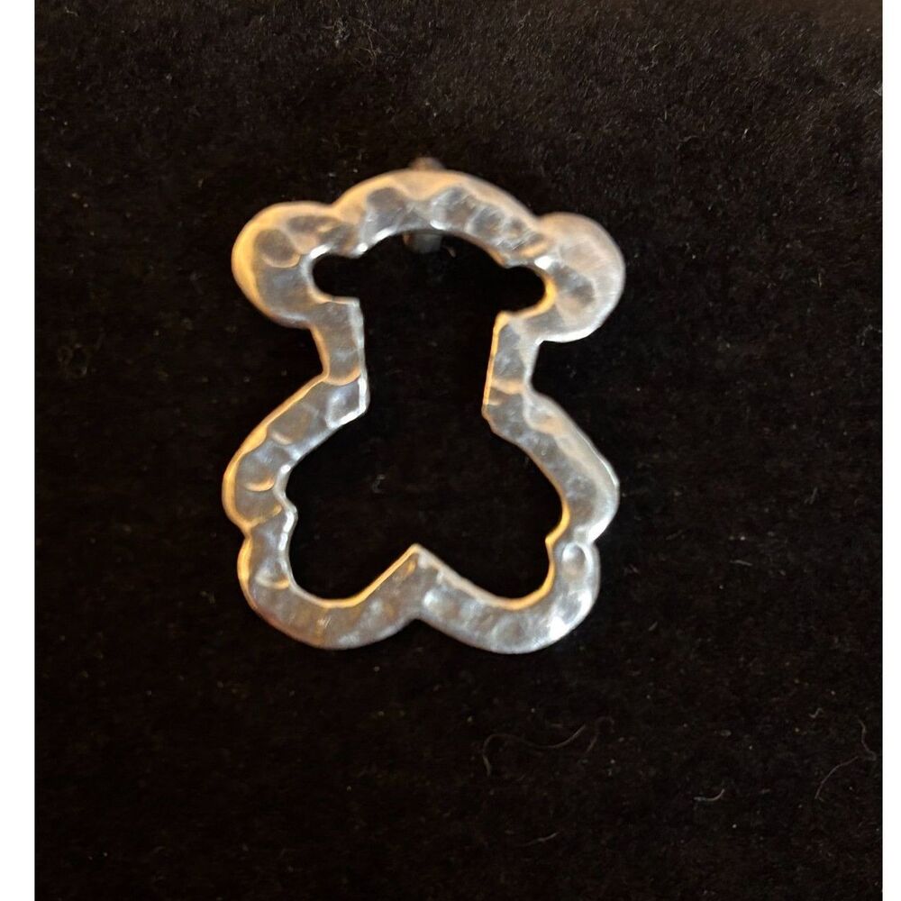 Sterling Silver Hammered Teddy Bear Silhouette Pendant